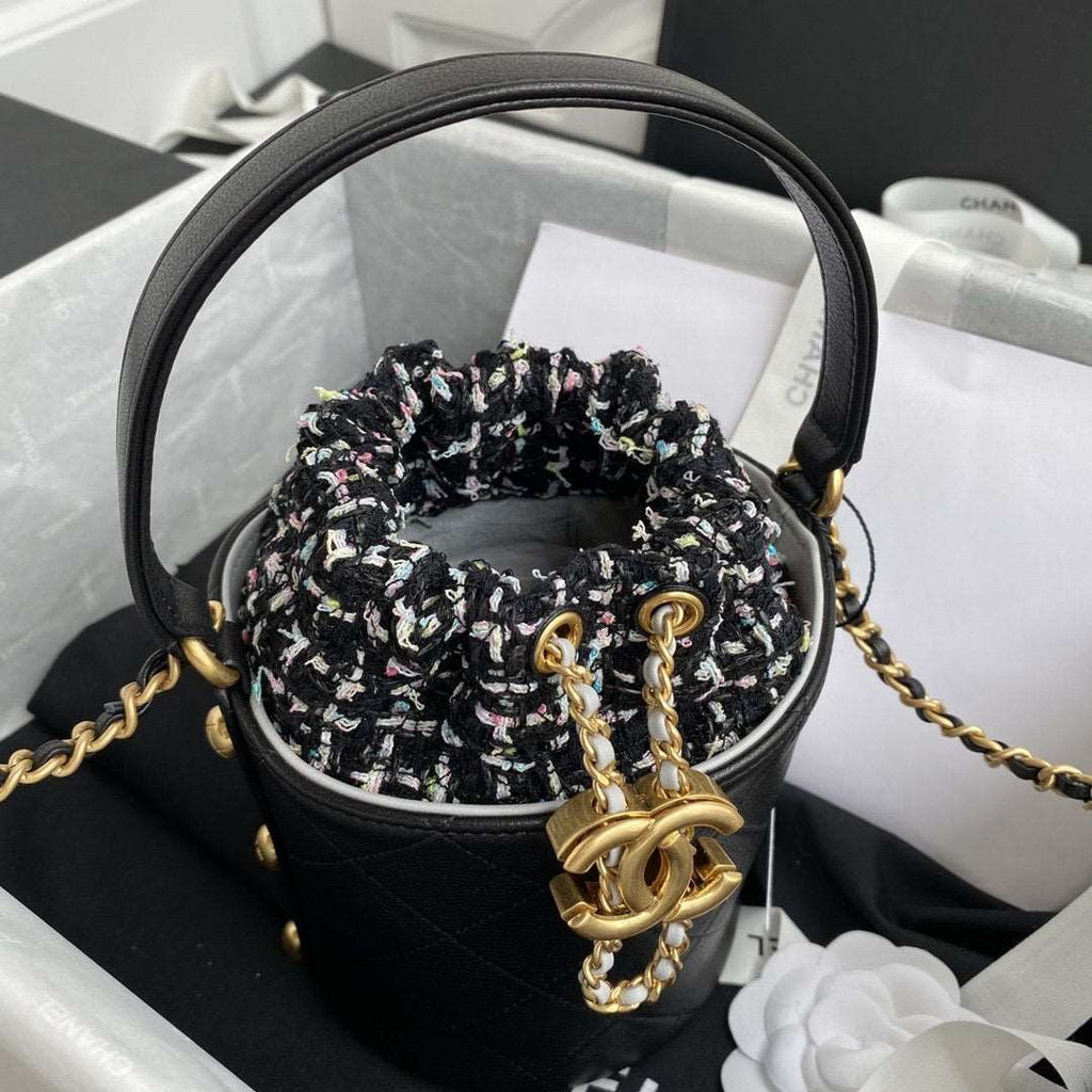 chanel-2020-tweed-soul-bucket-bag-black-copy Crossbody