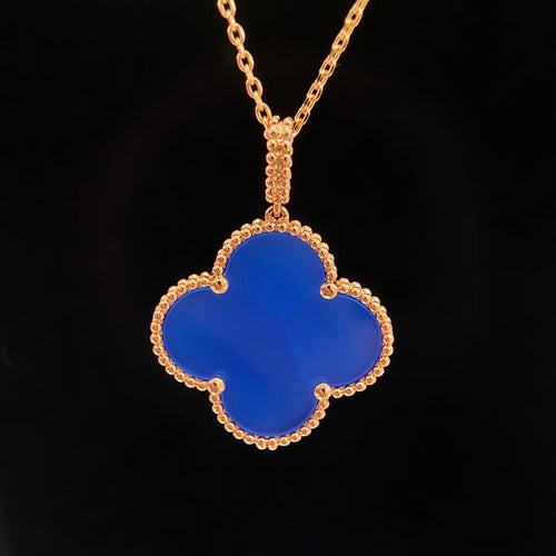 VCA CLOVER 25MM NECKLACE TURQUOISE ROSE GOLD
