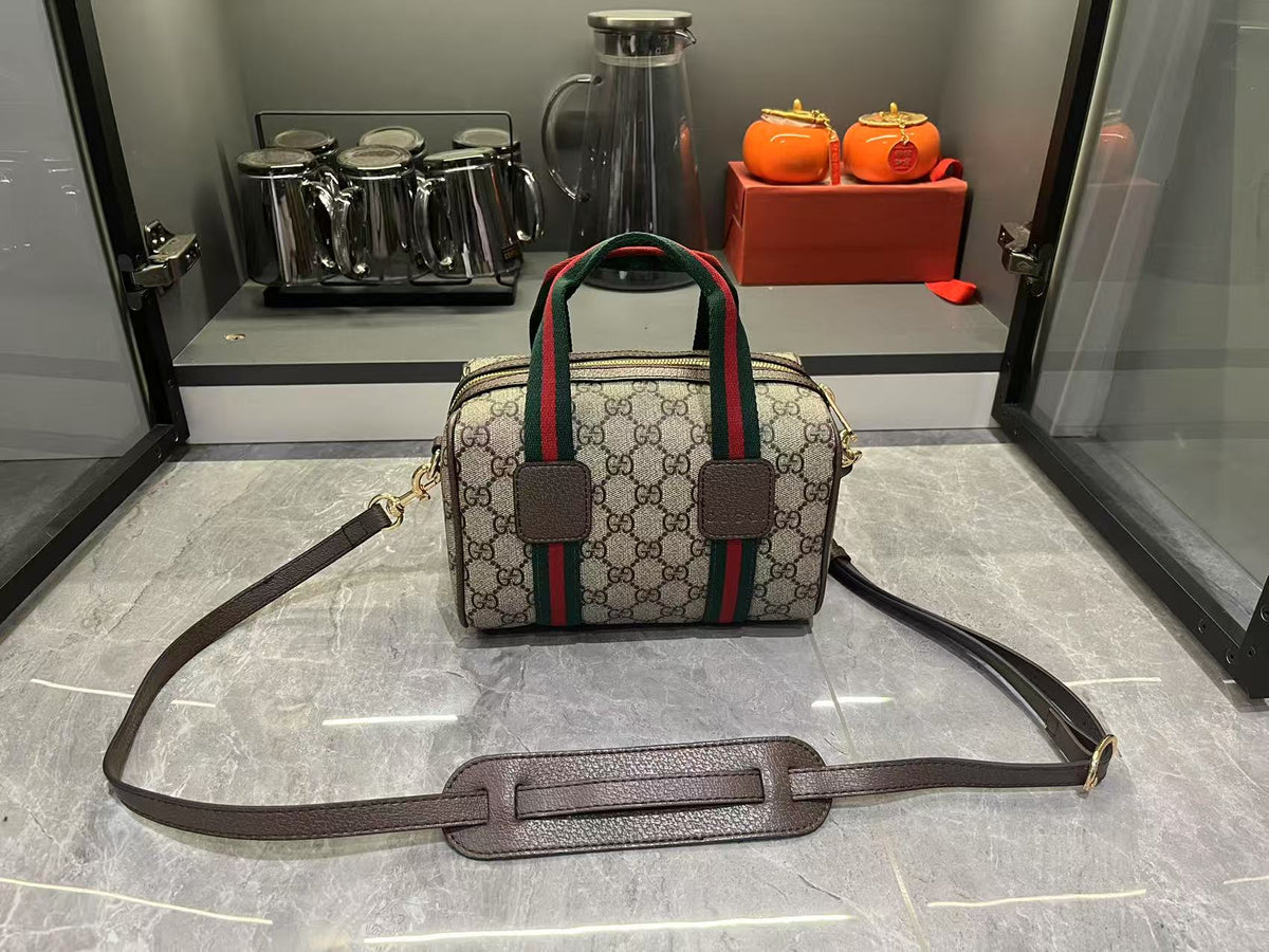 gucci-mini-gg-handbag-beige-and-dark-brown Handle
