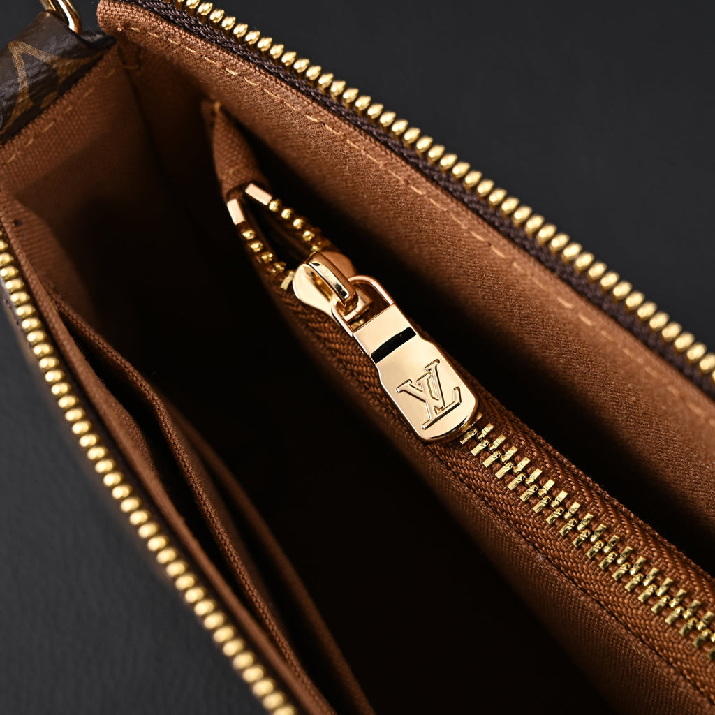 louis-vuitton-pochette-accessoires-monogram-canvas-clutch-bag-brown-with-gold-chain-m82766 Crossbody
