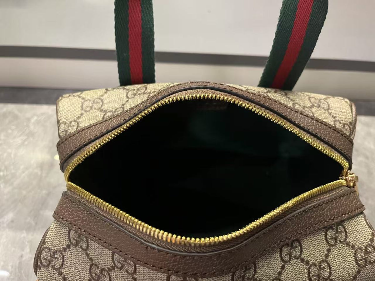 gucci-mini-gg-handbag-beige-and-dark-brown Handle