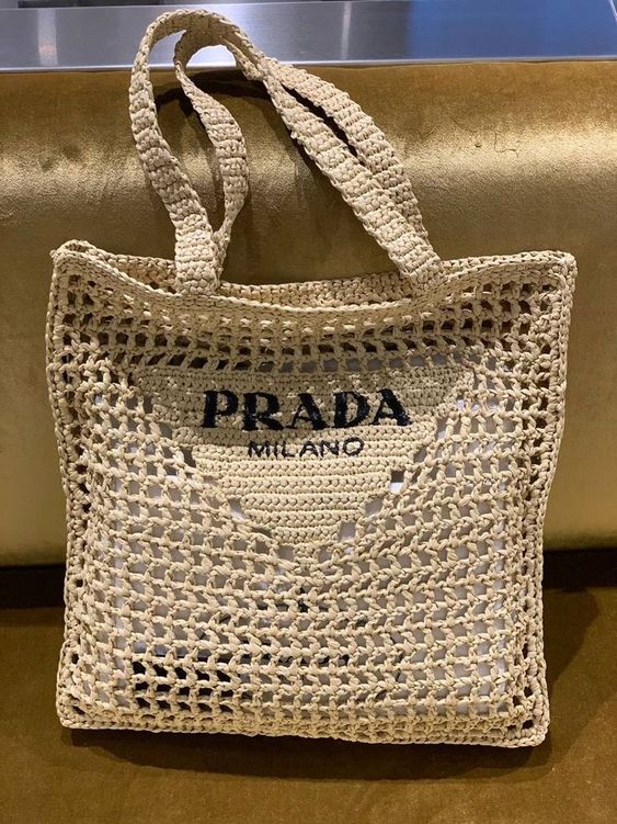 prada-womens-natural-crochet-tote-bag-khaki Tote
