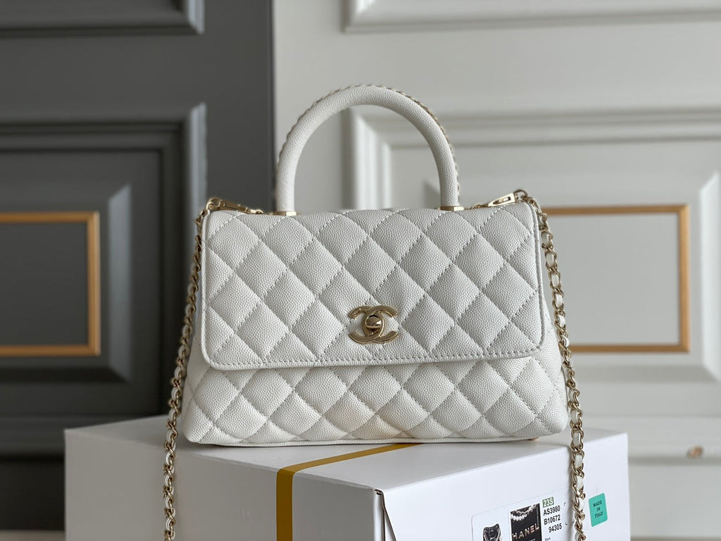 chanel-coco-handle-white-bag-24x14x10cm Handle