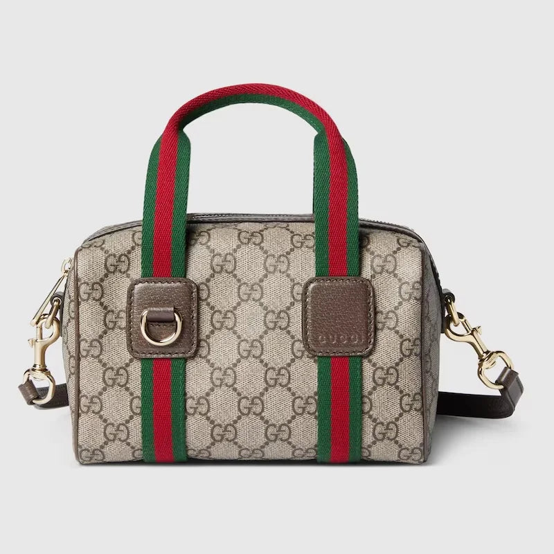 gucci-mini-gg-handbag-beige-and-dark-brown Handle