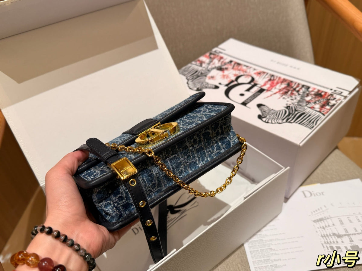 dior-new-fashion-denim-chain-bag-22x13x6cm Shoulder