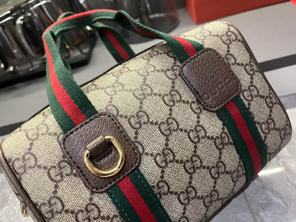 gucci-mini-gg-handbag-beige-and-dark-brown Handle