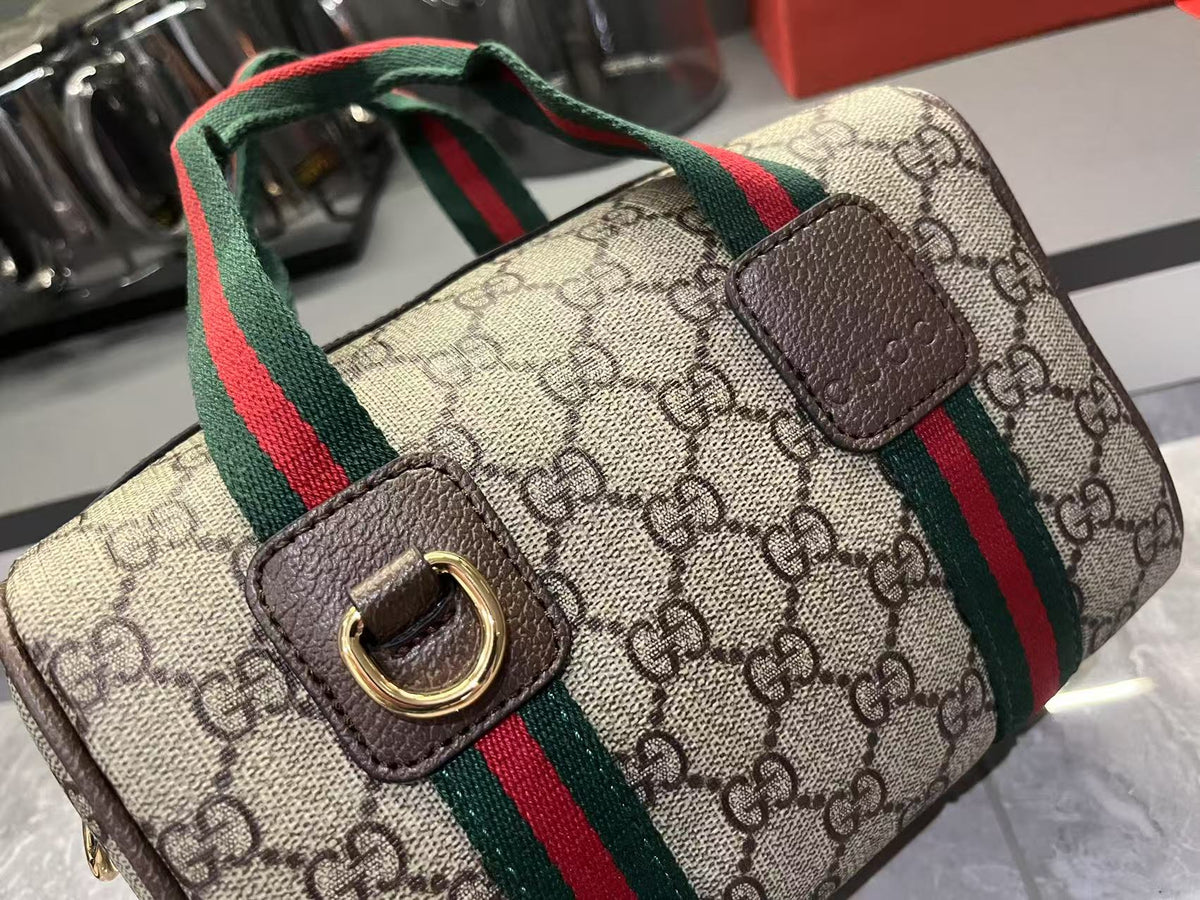 gucci-mini-gg-handbag-beige-and-dark-brown Handle