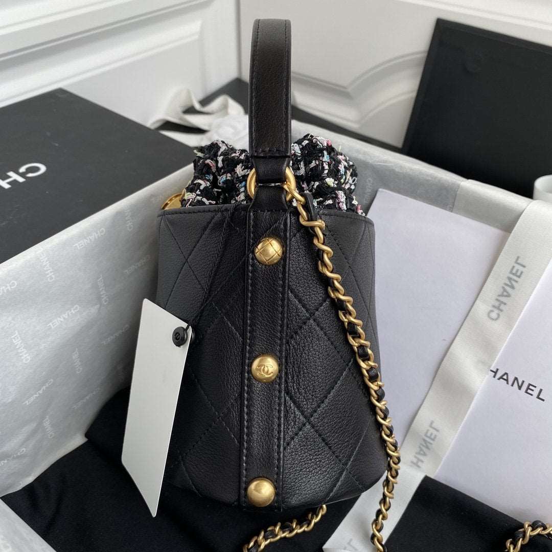 chanel-2020-tweed-soul-bucket-bag-black-copy Crossbody