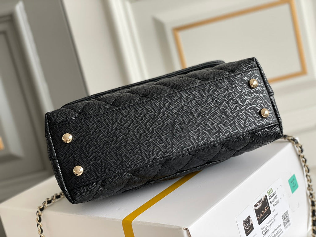 chanel-coco-handle-black-bag-handle-flap-small-mini-bag-black-24x14x10cm Handle