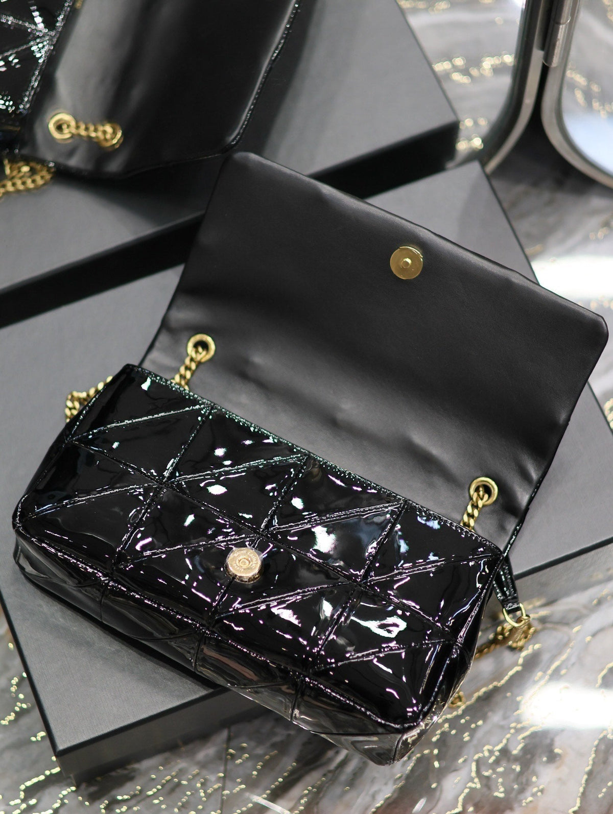 ysl-jaime-patent-black-bag-25x15x7-5cm Crossbody