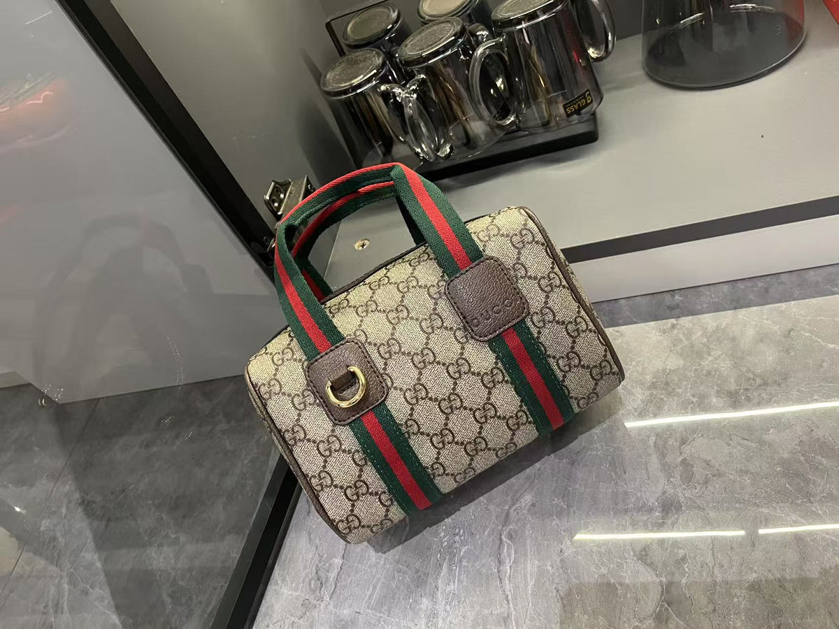 gucci-mini-gg-handbag-beige-and-dark-brown Handle