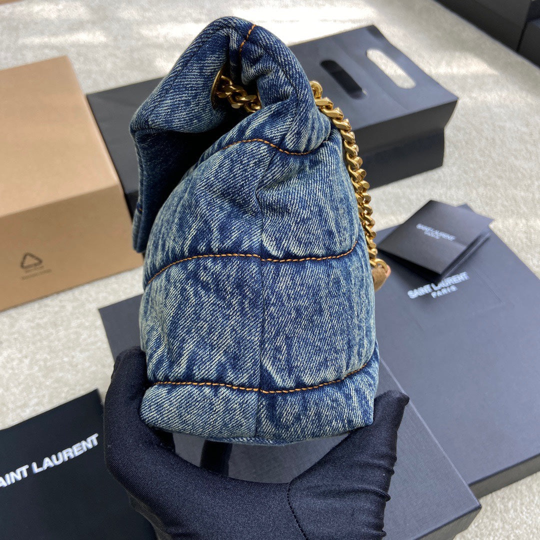 ysl-puffer-denim-bag-29-17-11cm Crossbody