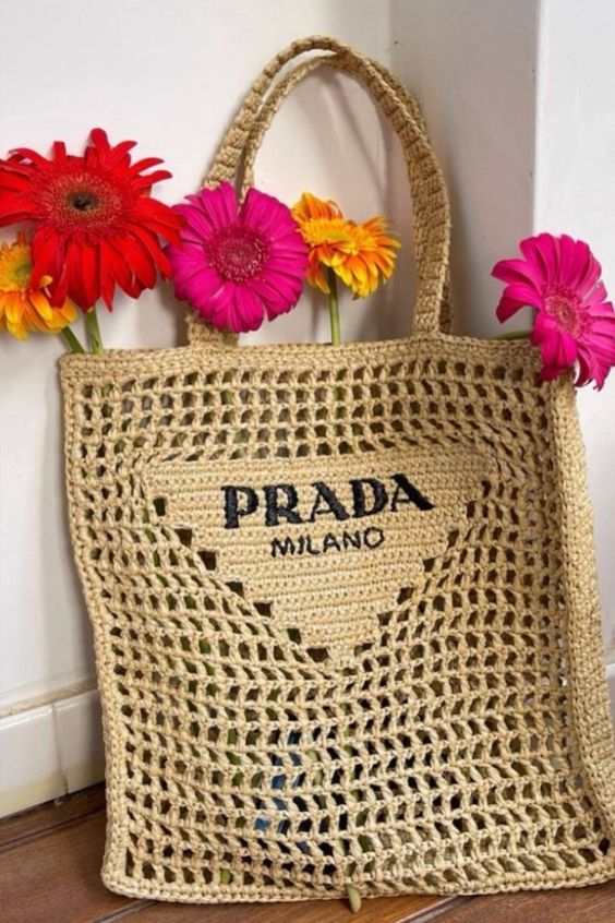 prada-womens-natural-crochet-tote-bag-khaki Tote