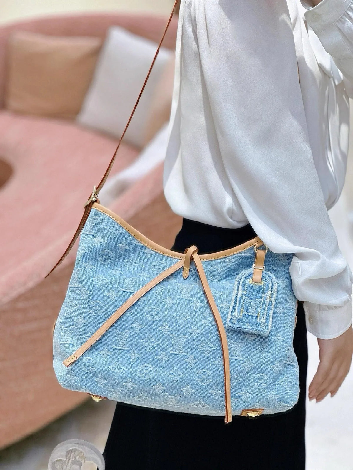 lv-carryall-denim-bag Shoulder