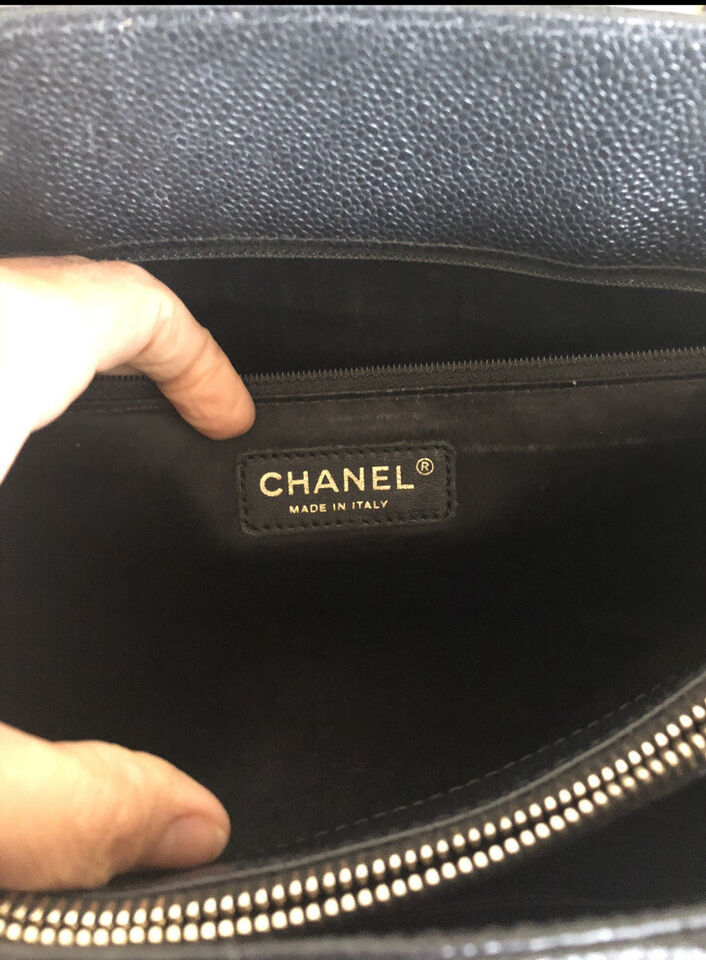 authentic-chanel-cc-blackgold-caviar-quilted-grand-shopping-tote Tote