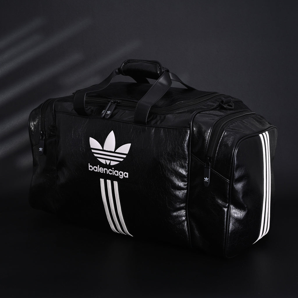 balenciaga-x-adidas-large-duffel-travel-bag-black-with-trefoil-logo-and-triple-stripes Handle