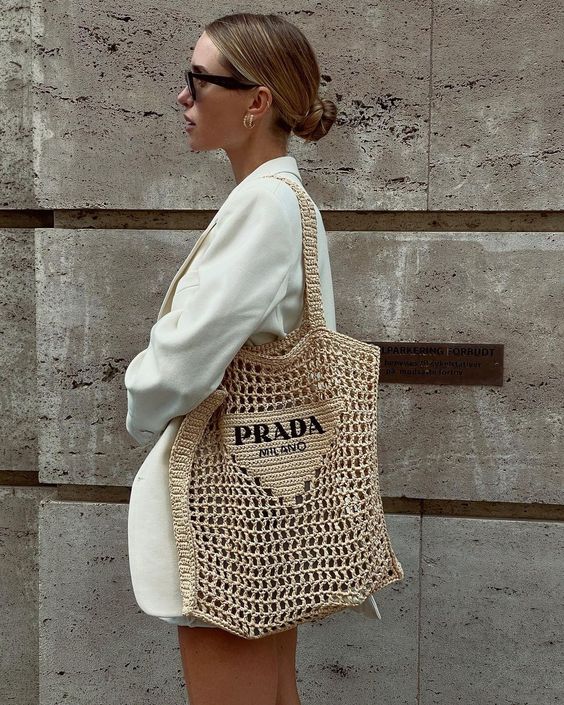 prada-womens-natural-crochet-tote-bag-khaki Tote