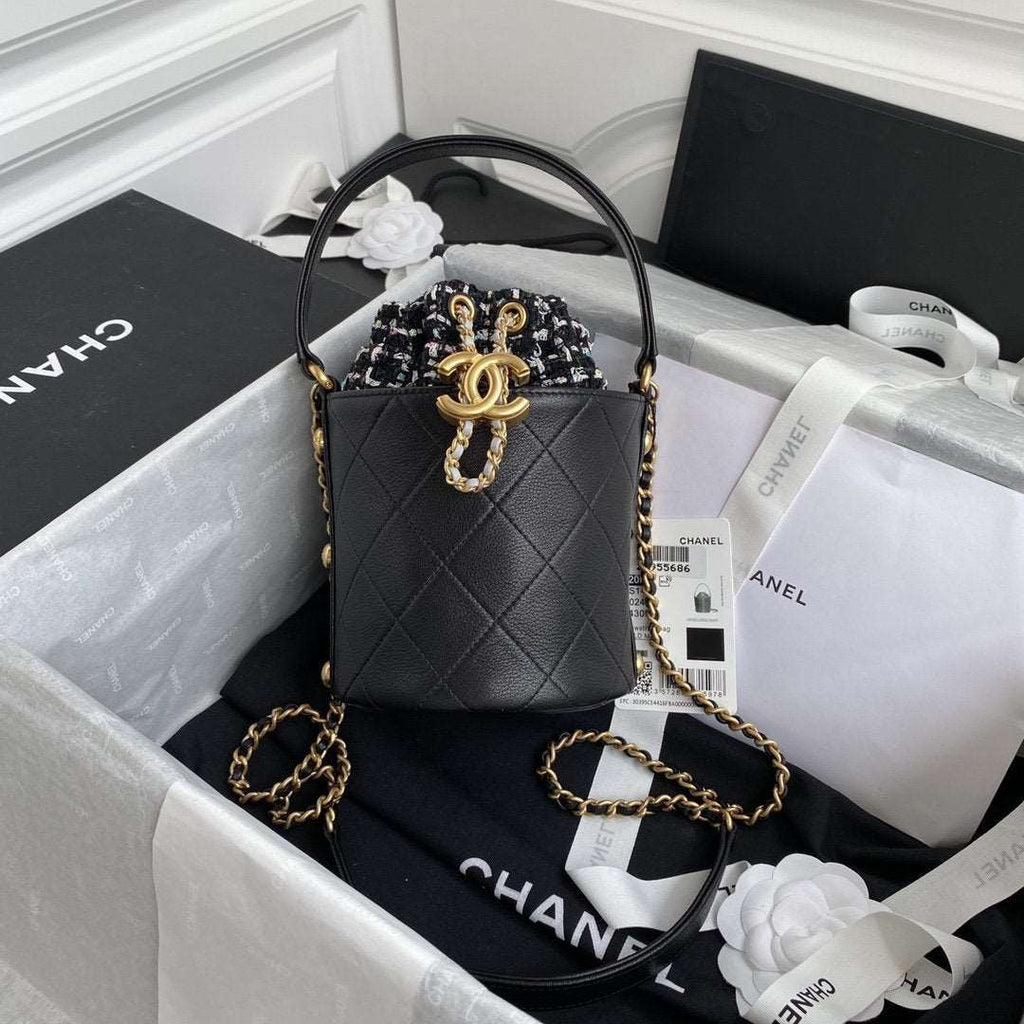 chanel-2020-tweed-soul-bucket-bag-black-copy Crossbody