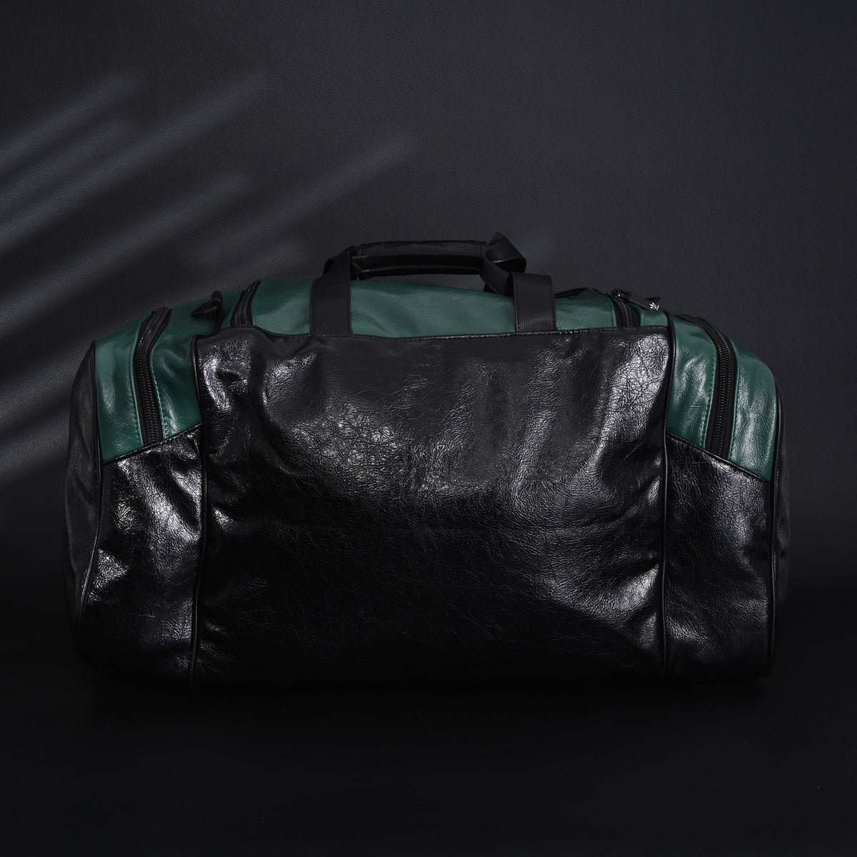 balenciaga-x-adidas-large-duffel-travel-bag-black-green-with-trefoil-logo-and-triple-stripes Handle