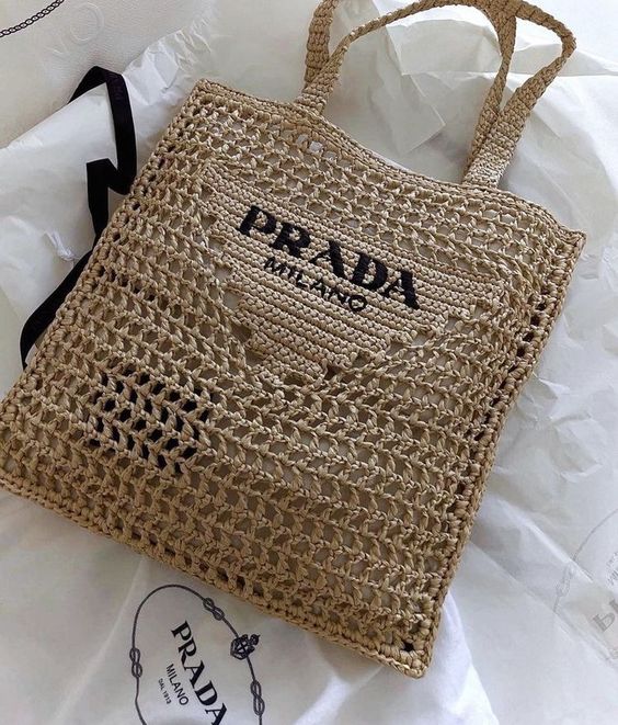 prada-womens-natural-crochet-tote-bag-khaki Tote