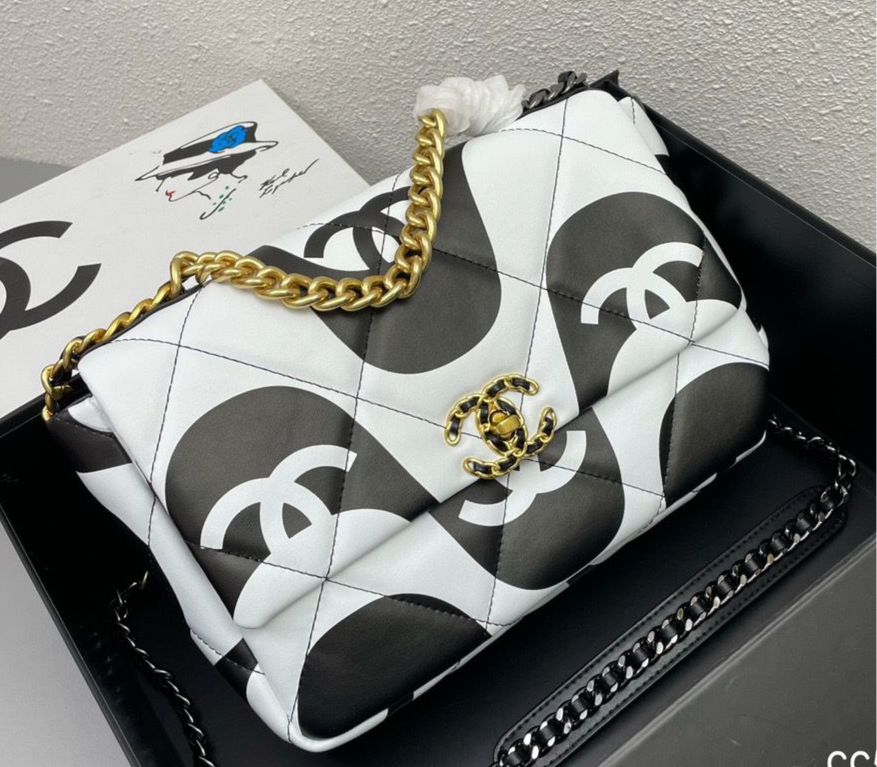 chanel-19-fanric-printed-flap-bag-medium Shoulder