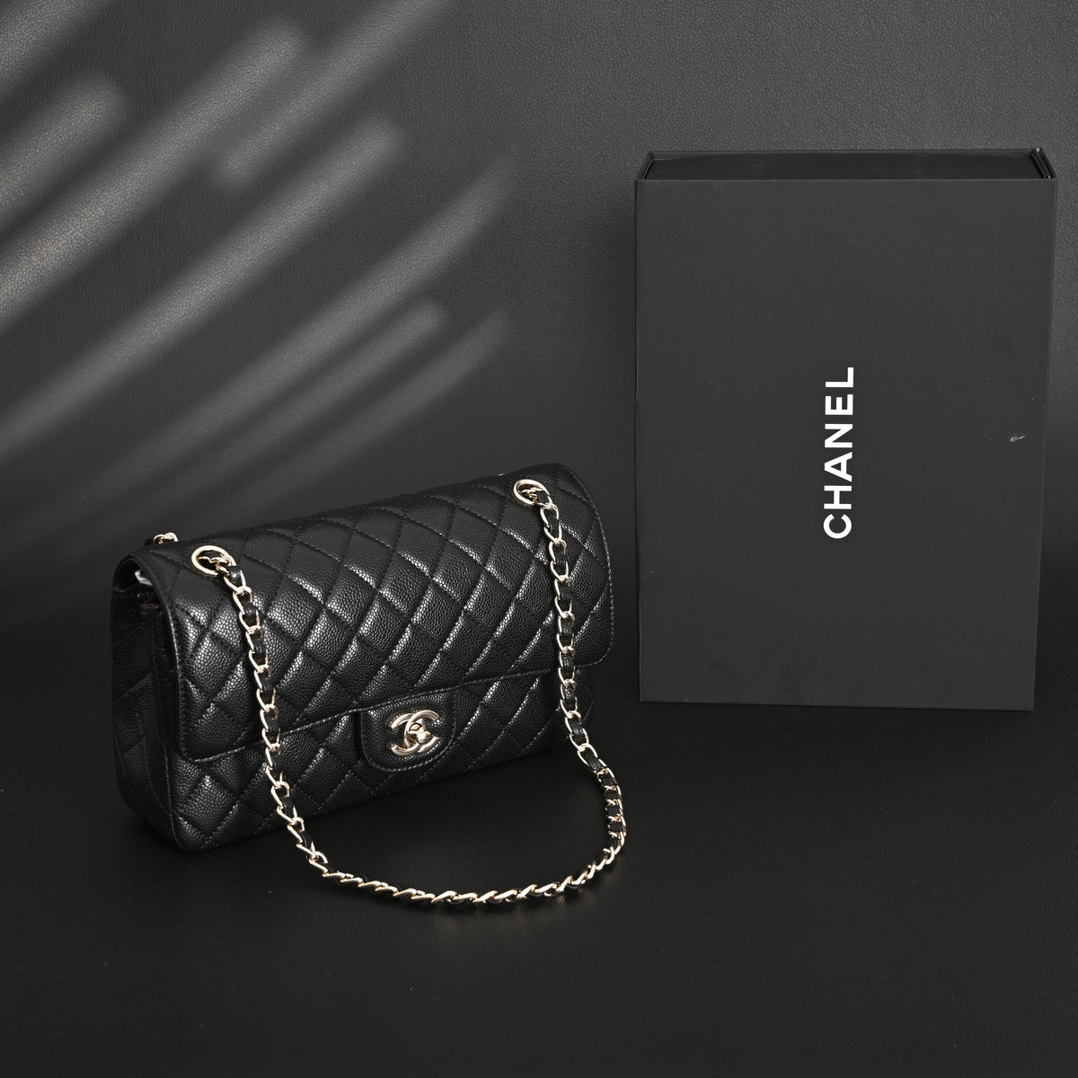 chanel-classic-flap-bag-black-quilted-caviar-leather-with-gold-tone-hardware-1 Shoulder