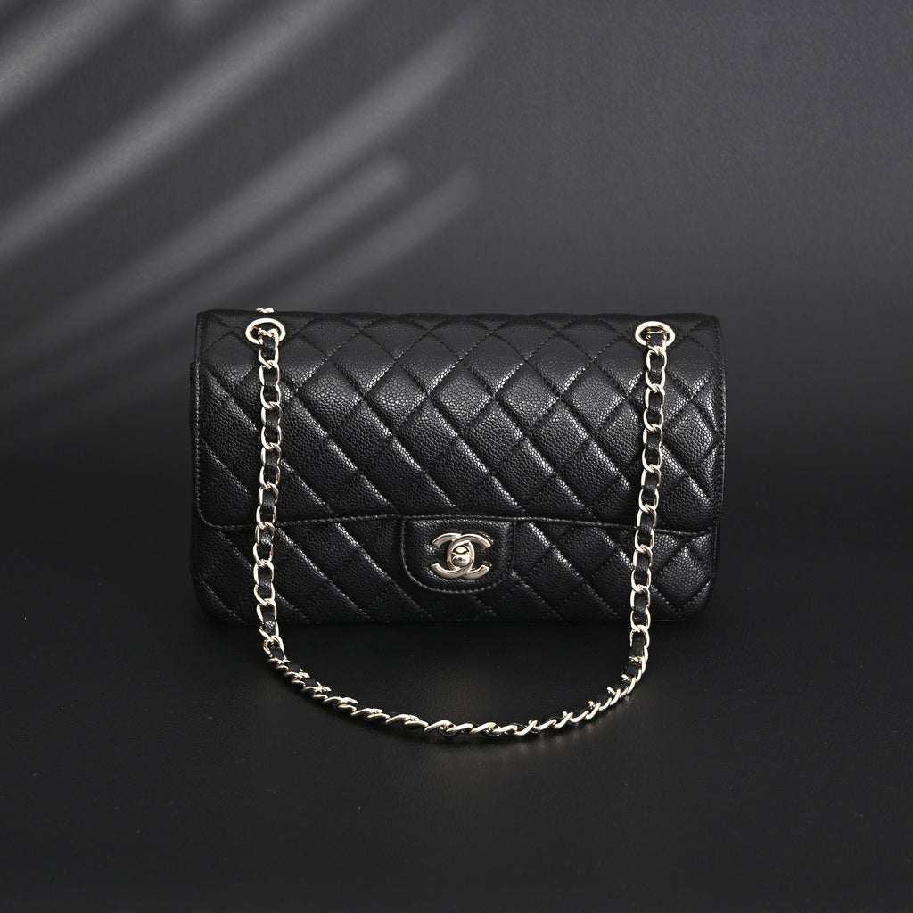 chanel-classic-flap-bag-black-quilted-caviar-leather-with-gold-tone-hardware-1 Shoulder