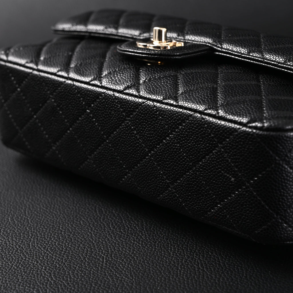 chanel-classic-flap-bag-black-quilted-caviar-leather-with-gold-tone-hardware-1 Shoulder