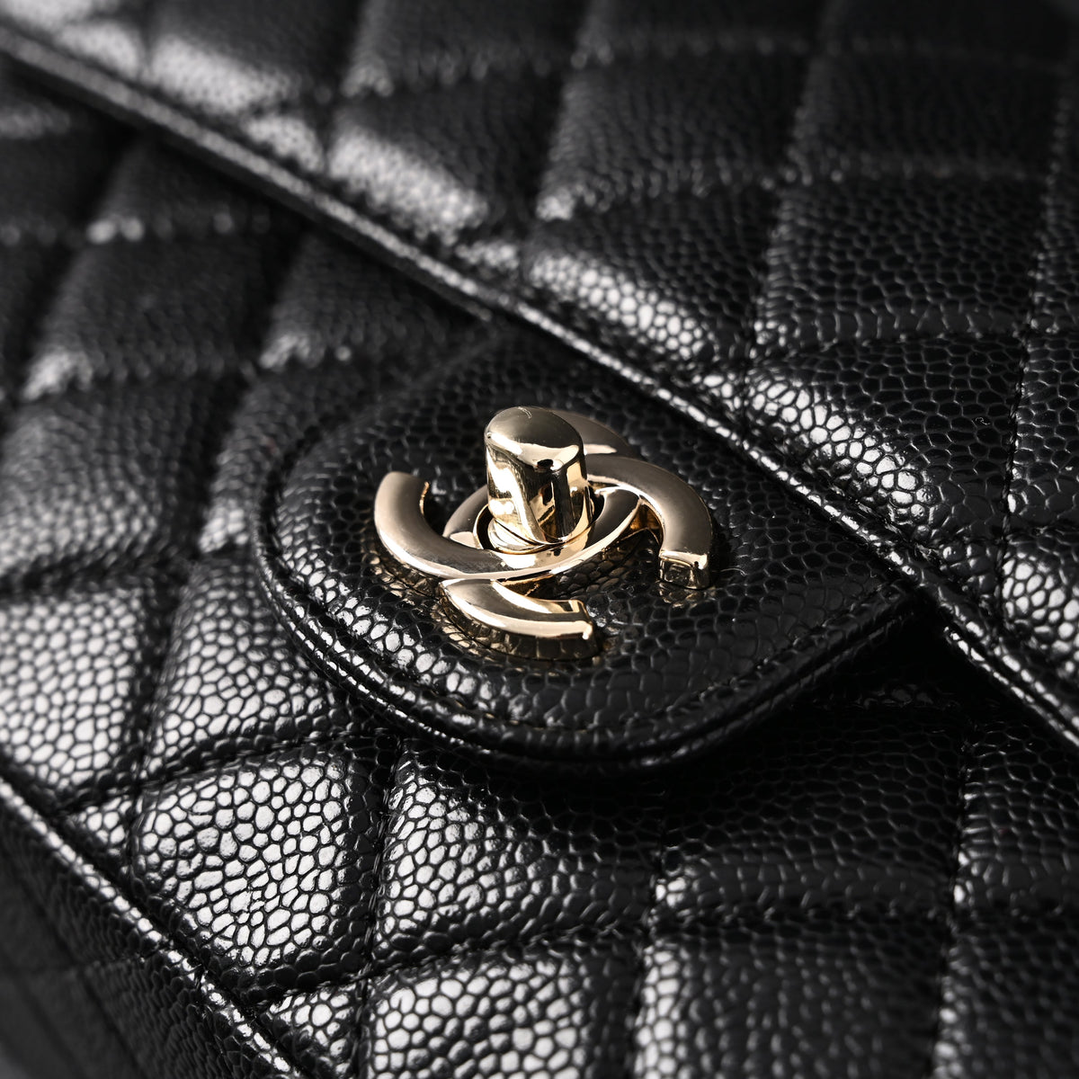 chanel-classic-flap-bag-black-quilted-caviar-leather-with-gold-tone-hardware-1 Shoulder