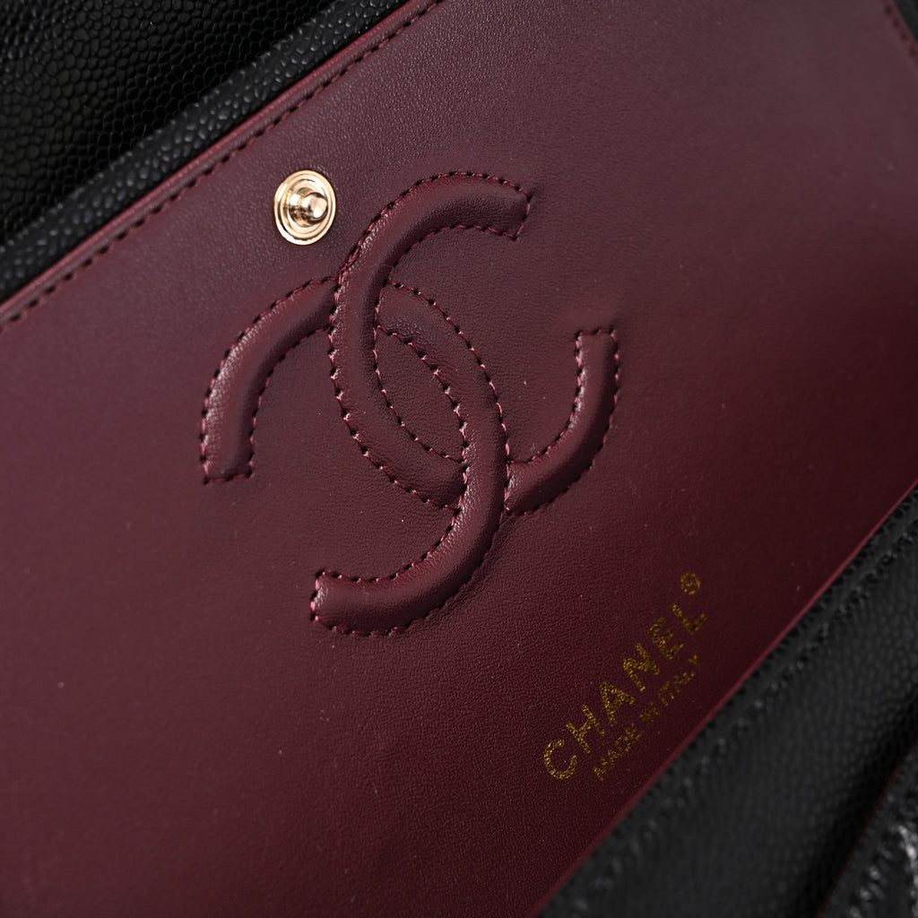 chanel-classic-flap-bag-black-quilted-caviar-leather-with-gold-tone-hardware-1 Shoulder