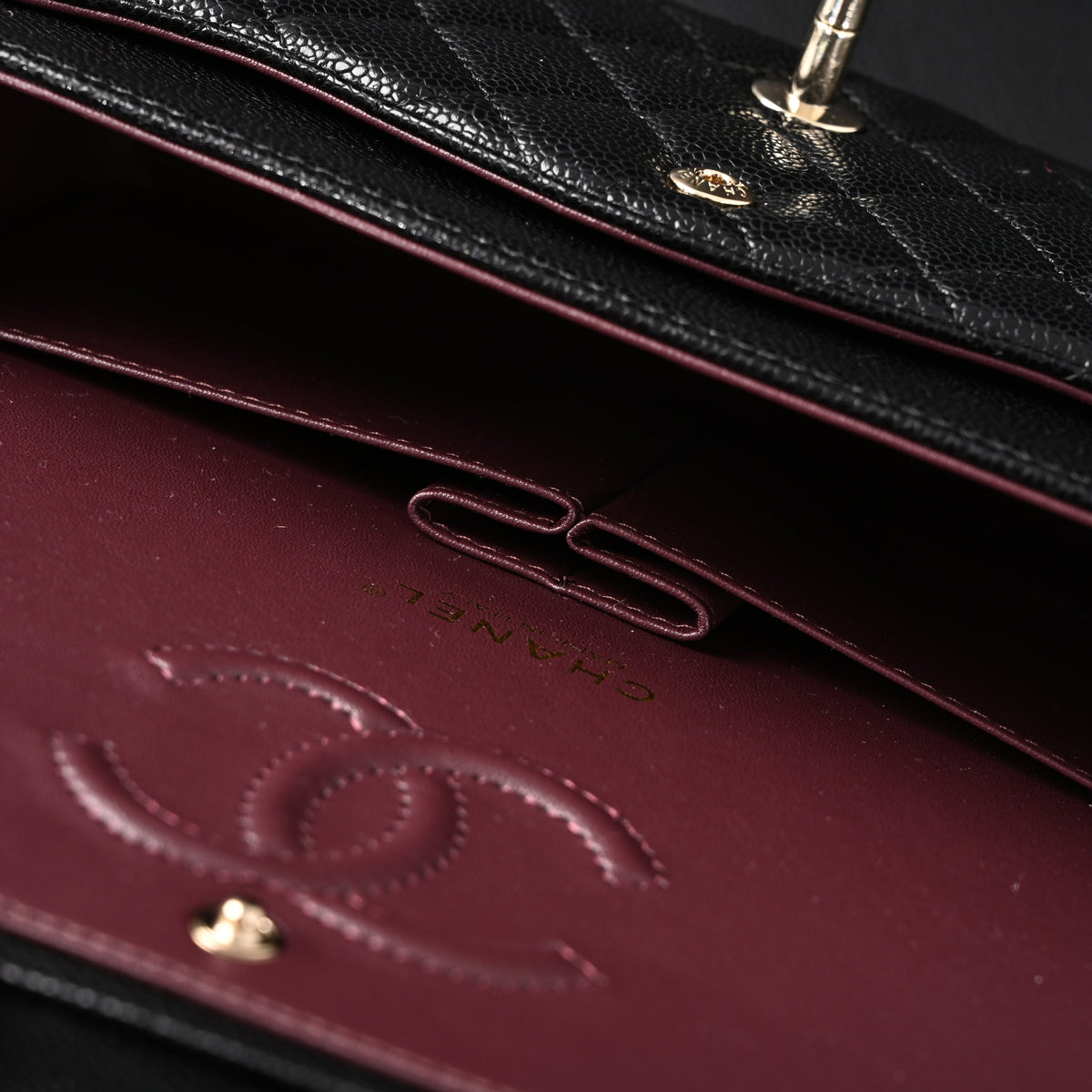 chanel-classic-flap-bag-black-quilted-caviar-leather-with-gold-tone-hardware-1 Shoulder