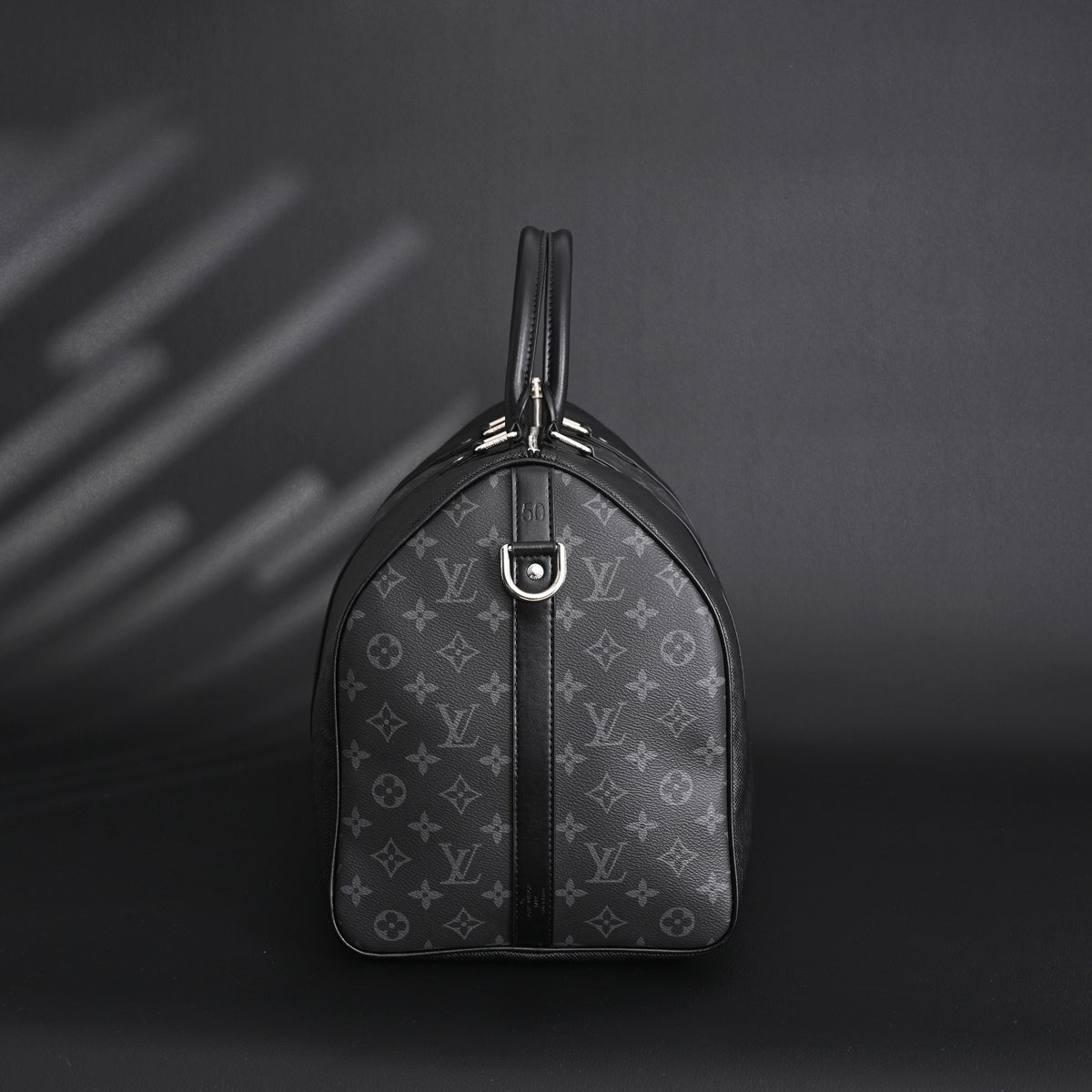 louis-vuitton-keepall-bandouliere-50-monogram-eclipse-canvas-travel-bag Handle