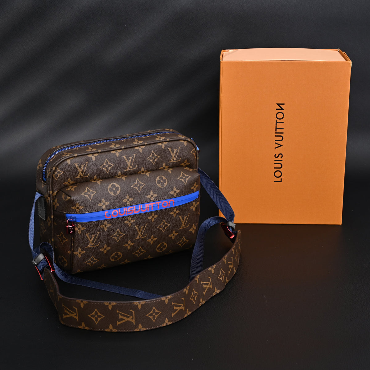 louis-vuitton-trio-messenger-bag-monogram-canvas-with-blue-strap Crossbody