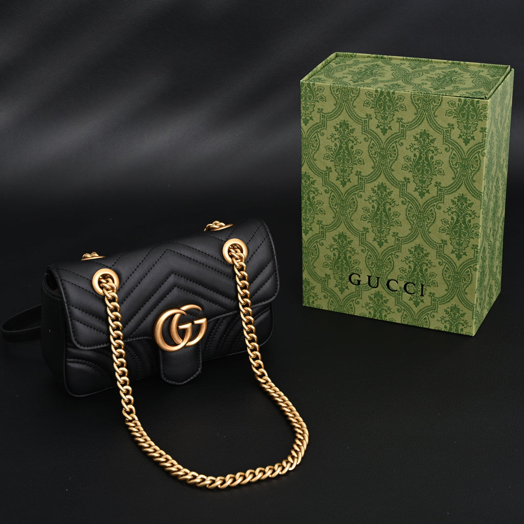 gucci-gg-marmont-small-matelasse-shoulder-bag-black-leather-with-gold-hardware Shoulder