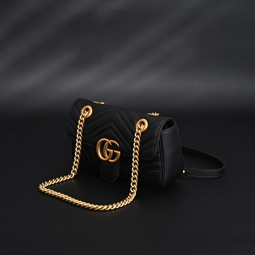 gucci-gg-marmont-small-matelasse-shoulder-bag-black-leather-with-gold-hardware Shoulder