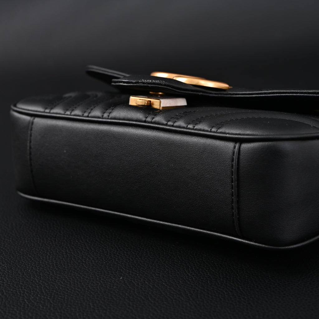 gucci-gg-marmont-small-matelasse-shoulder-bag-black-leather-with-gold-hardware Shoulder