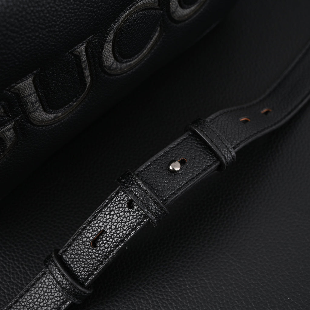gucci-black-leather-embossed-logo-belt-bag Crossbody