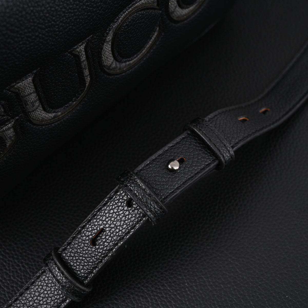 gucci-black-leather-embossed-logo-belt-bag Crossbody
