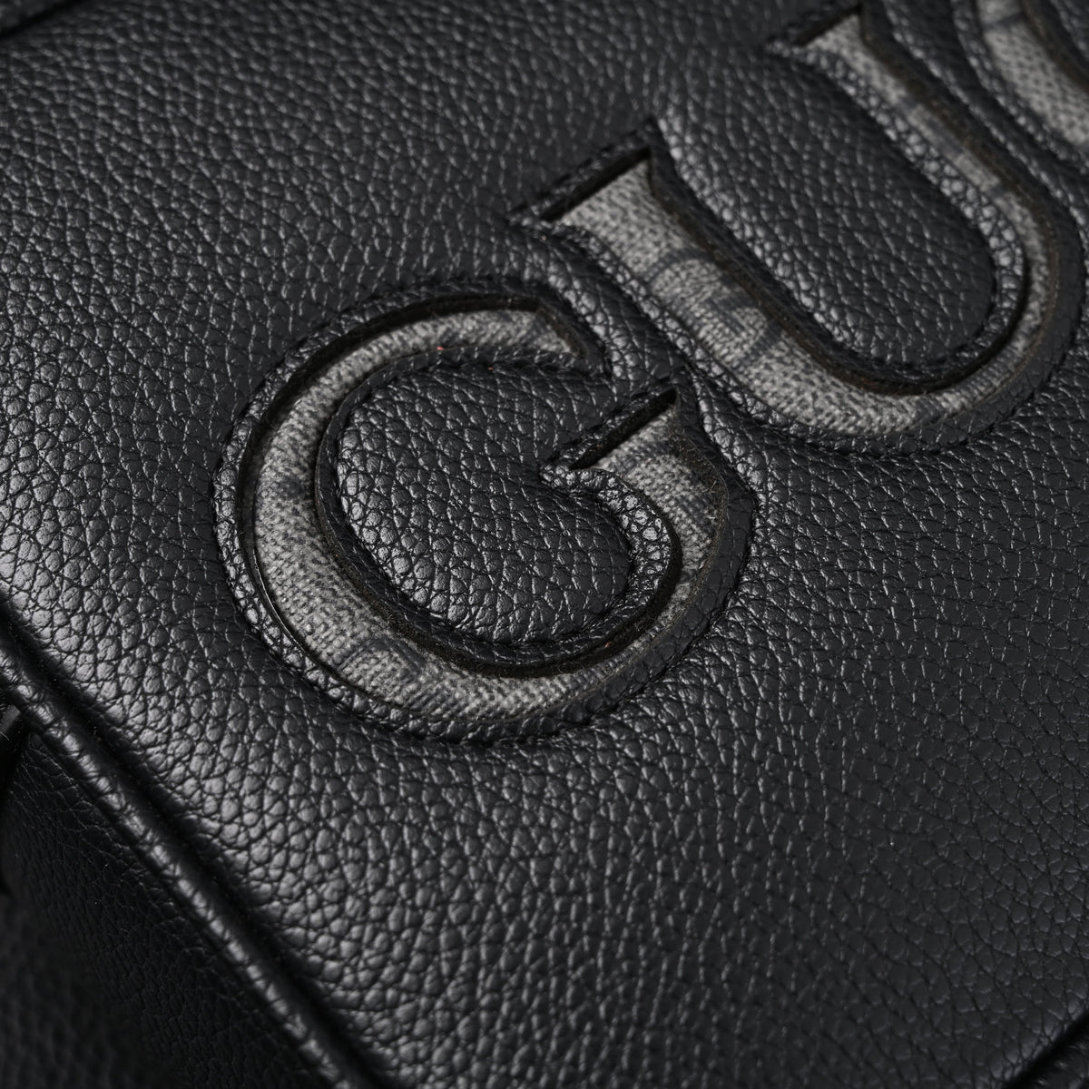 gucci-black-leather-embossed-logo-belt-bag Crossbody