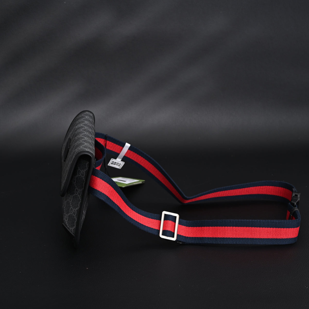 gucci-ophidia-gg-supreme-belt-bag-black-grey-with-web-strap Shoulder