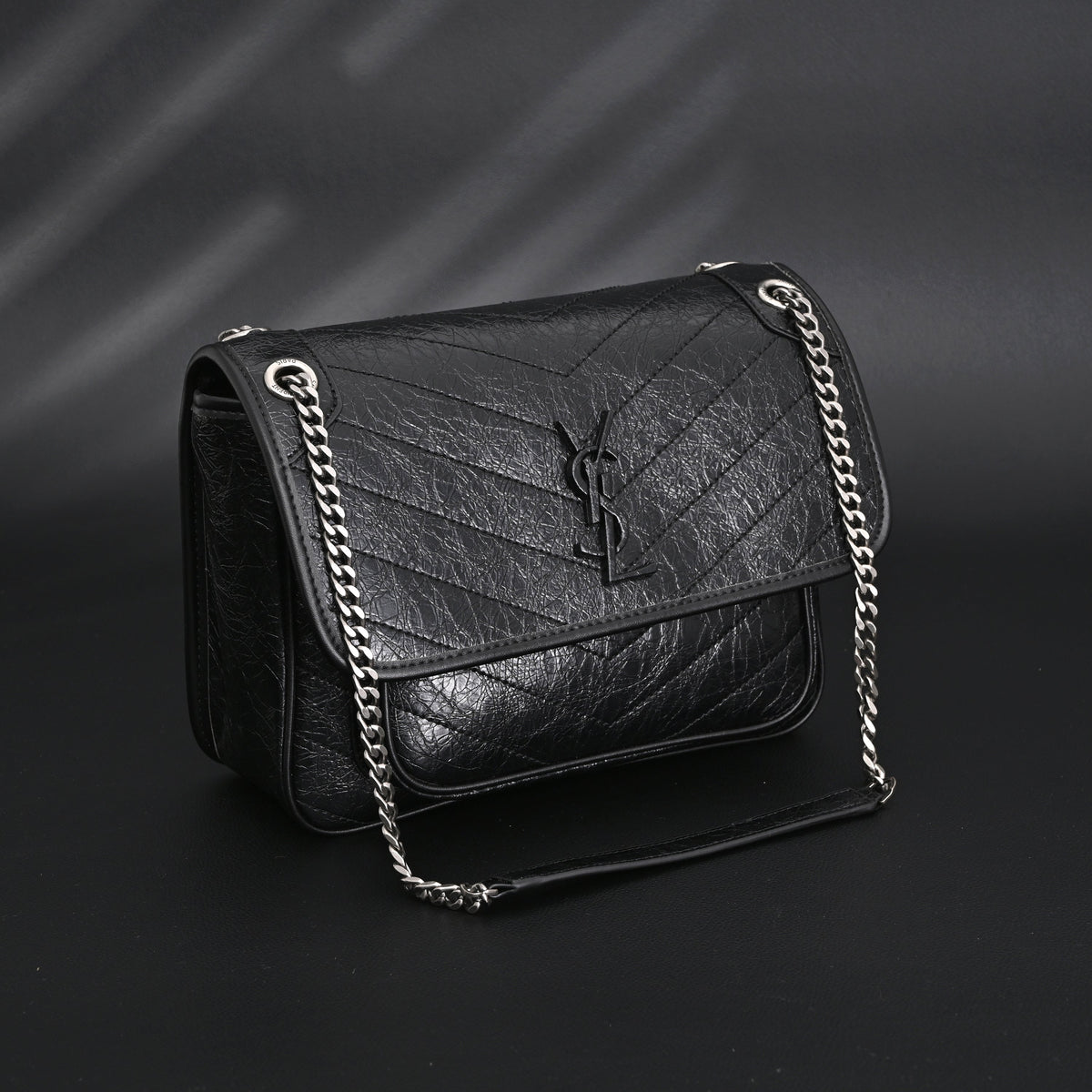 saint-laurent-niki-medium-black-crinkled-leather-shoulder-bag Shoulder