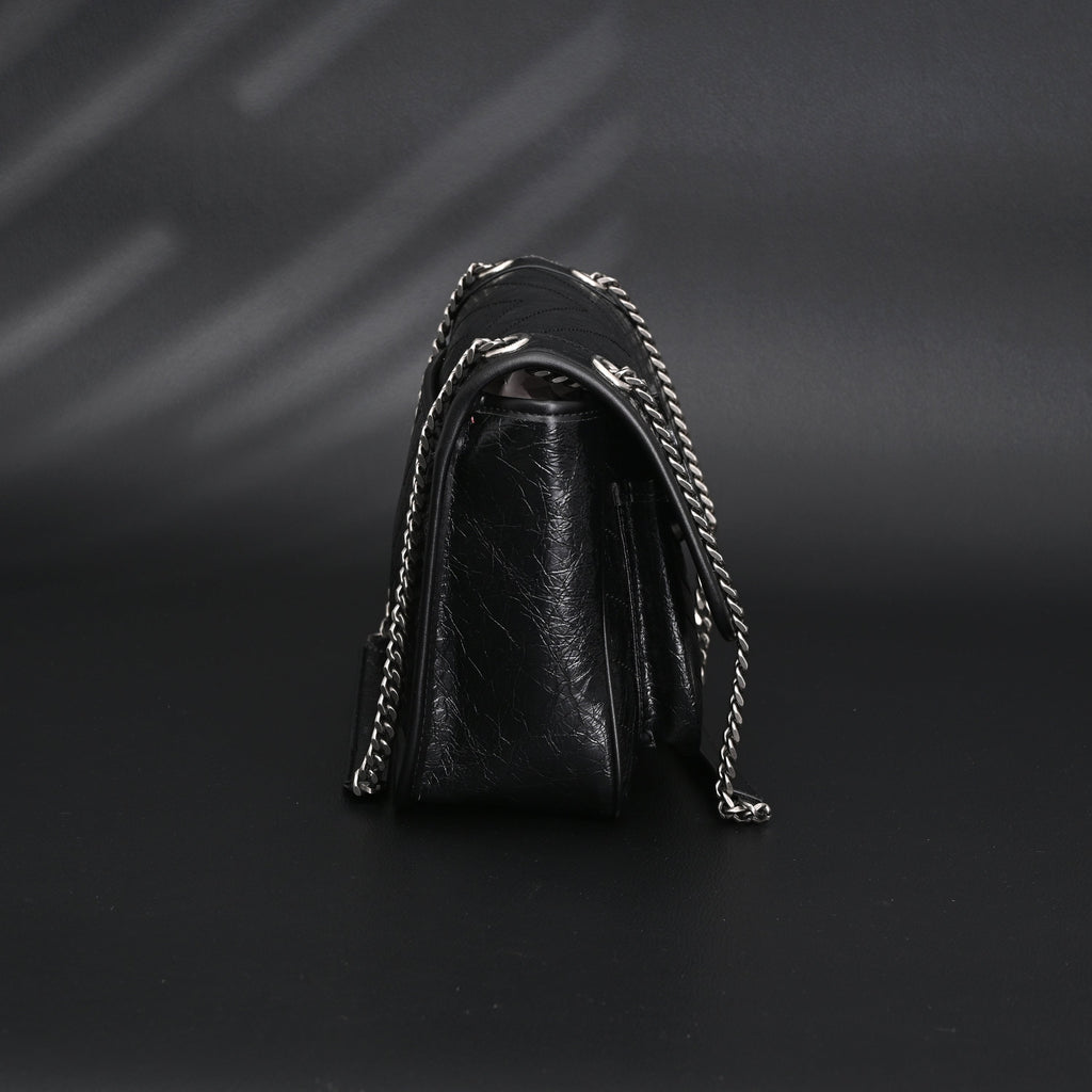saint-laurent-niki-medium-black-crinkled-leather-shoulder-bag Shoulder