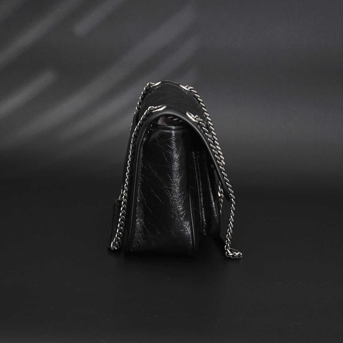 saint-laurent-niki-medium-black-crinkled-leather-shoulder-bag Shoulder