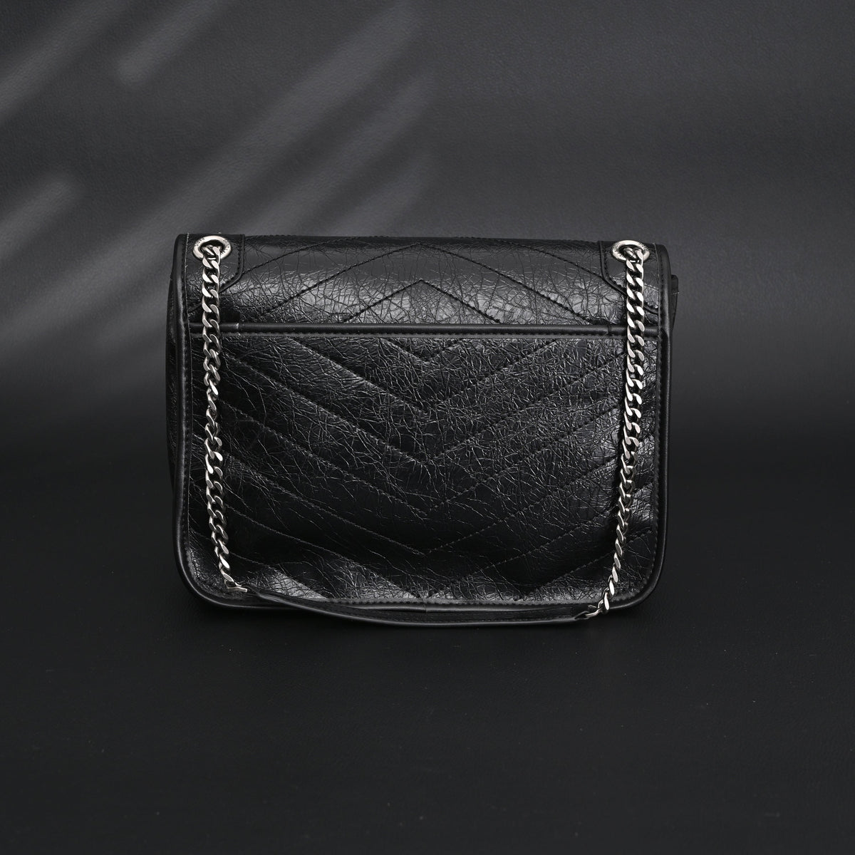 saint-laurent-niki-medium-black-crinkled-leather-shoulder-bag Shoulder