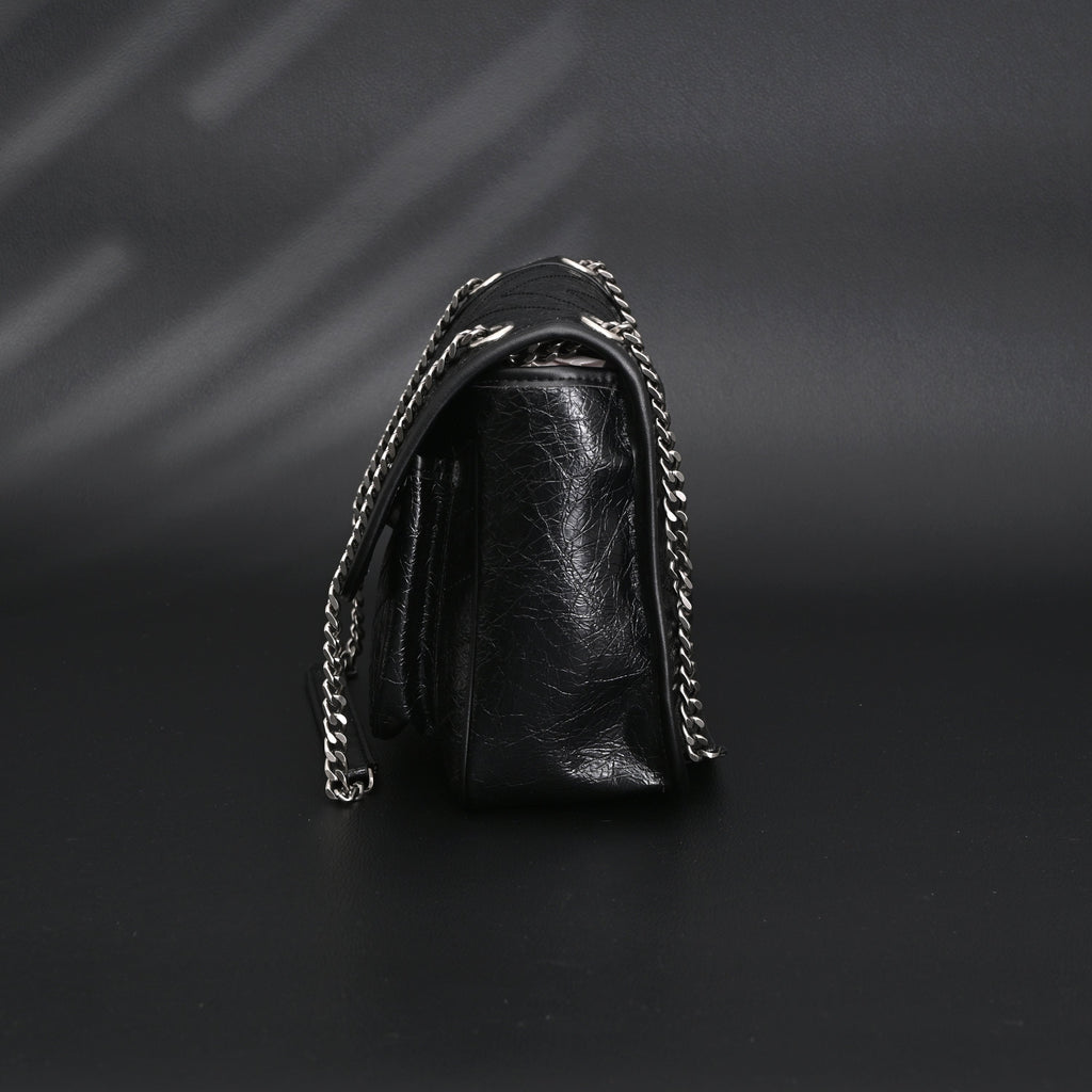 saint-laurent-niki-medium-black-crinkled-leather-shoulder-bag Shoulder