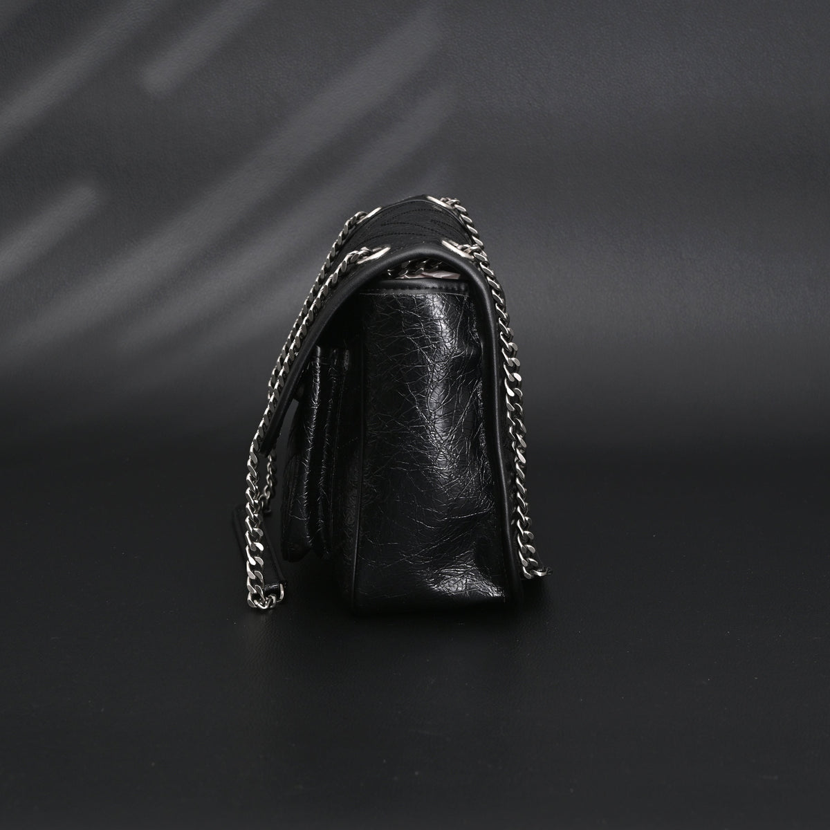 saint-laurent-niki-medium-black-crinkled-leather-shoulder-bag Shoulder