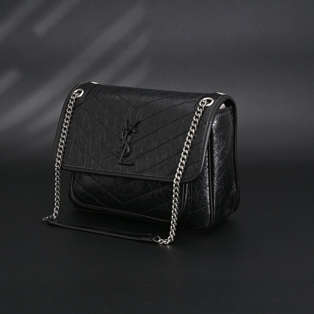 saint-laurent-niki-medium-black-crinkled-leather-shoulder-bag Shoulder