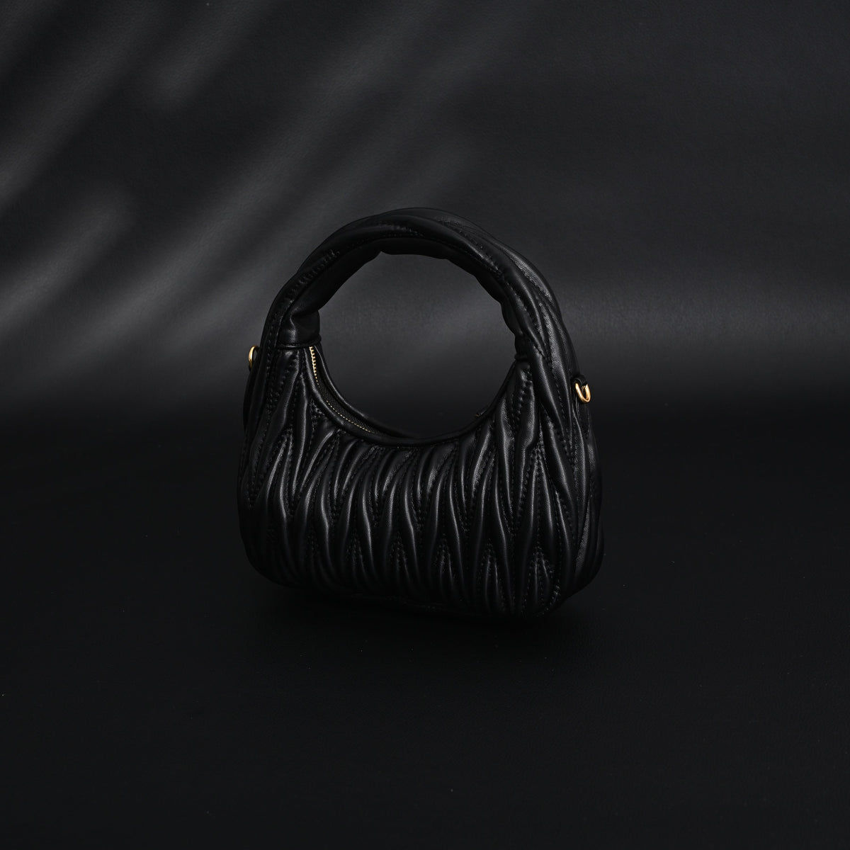 miu-miu-matelasse-leather-hobo-bag-black-with-gold-hardware Handle