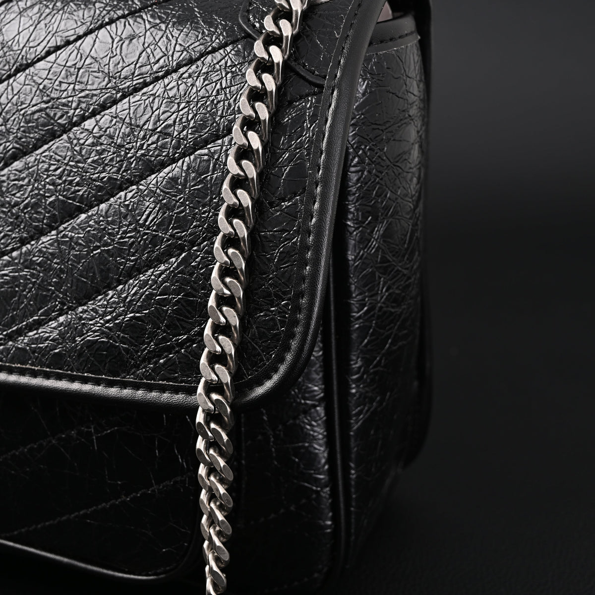 saint-laurent-niki-medium-black-crinkled-leather-shoulder-bag Shoulder