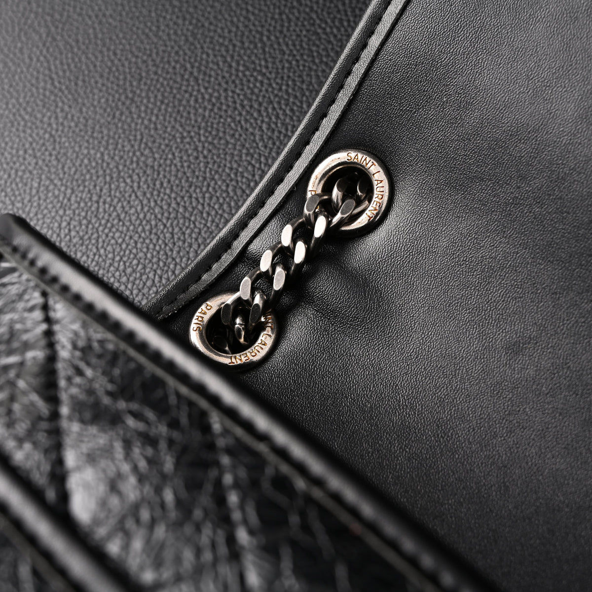 saint-laurent-niki-medium-black-crinkled-leather-shoulder-bag Shoulder